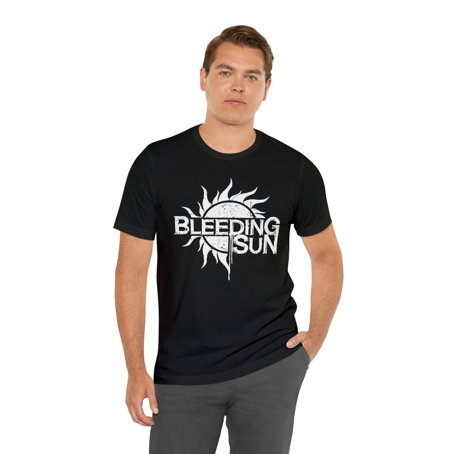 Bleeding Sun White Logo Unisex Jersey Short Sleeve Tee