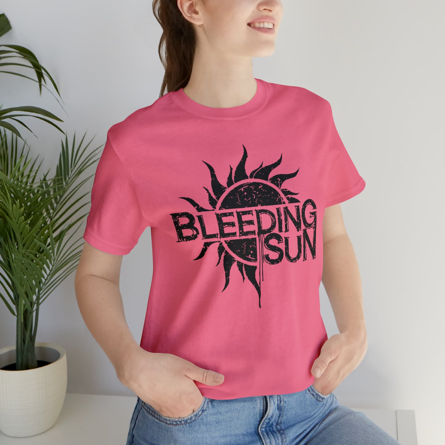 Bleeding Sun Black Lettering Unisex Jersey Short Sleeve Tee