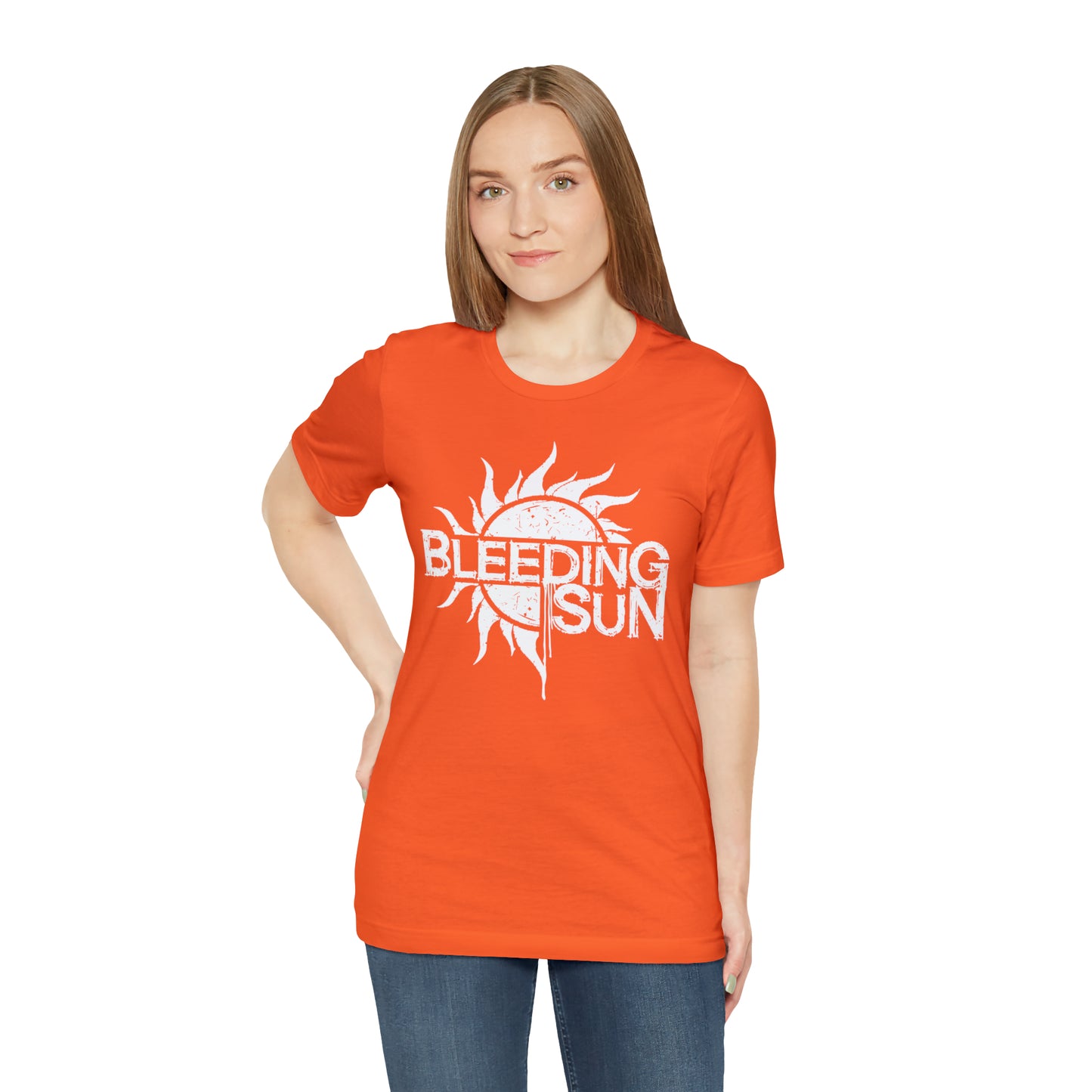 Bleeding Sun White Logo Unisex Jersey Short Sleeve Tee