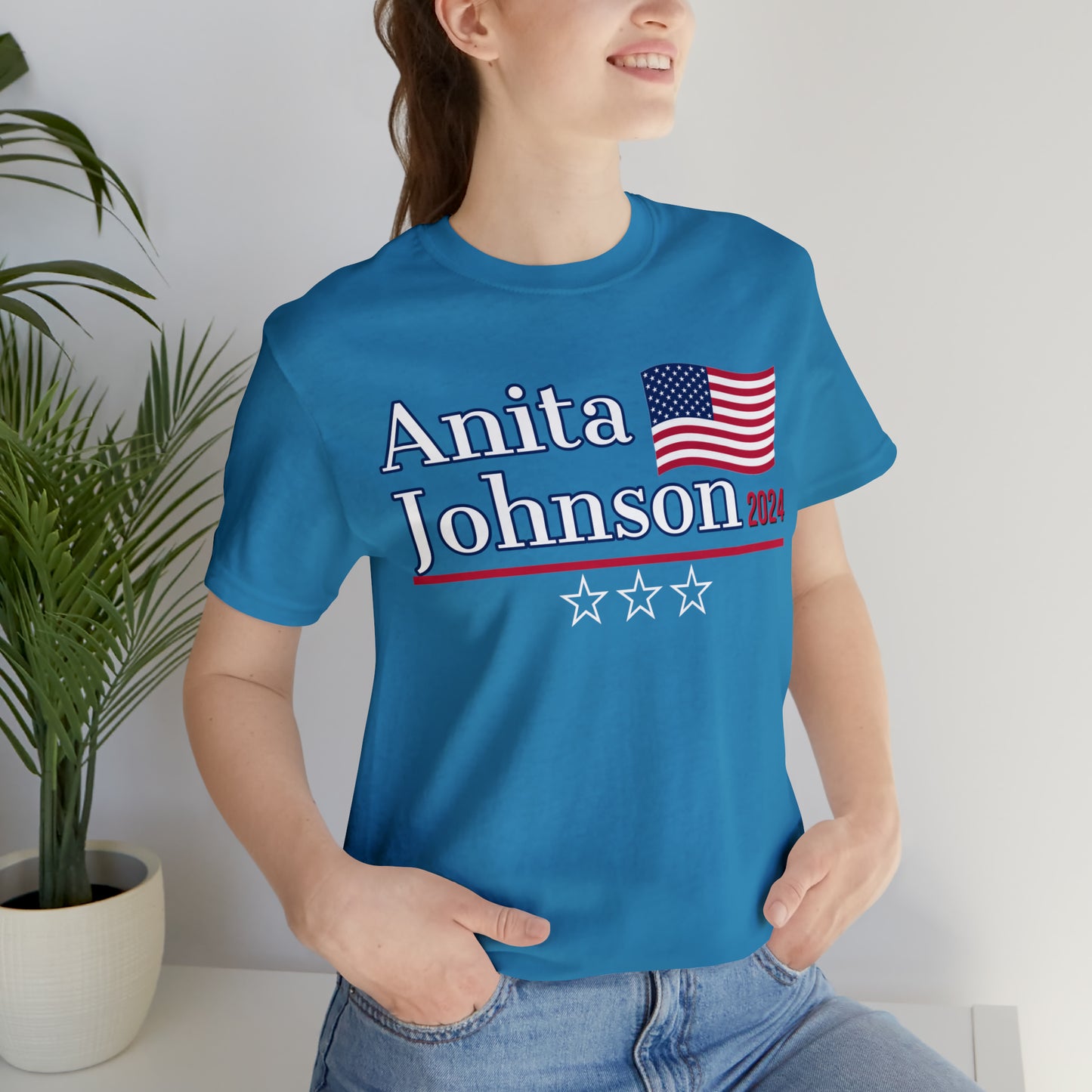 Anita Johnson Presidential Pun Unisex Jersey Short Sleeve Tee