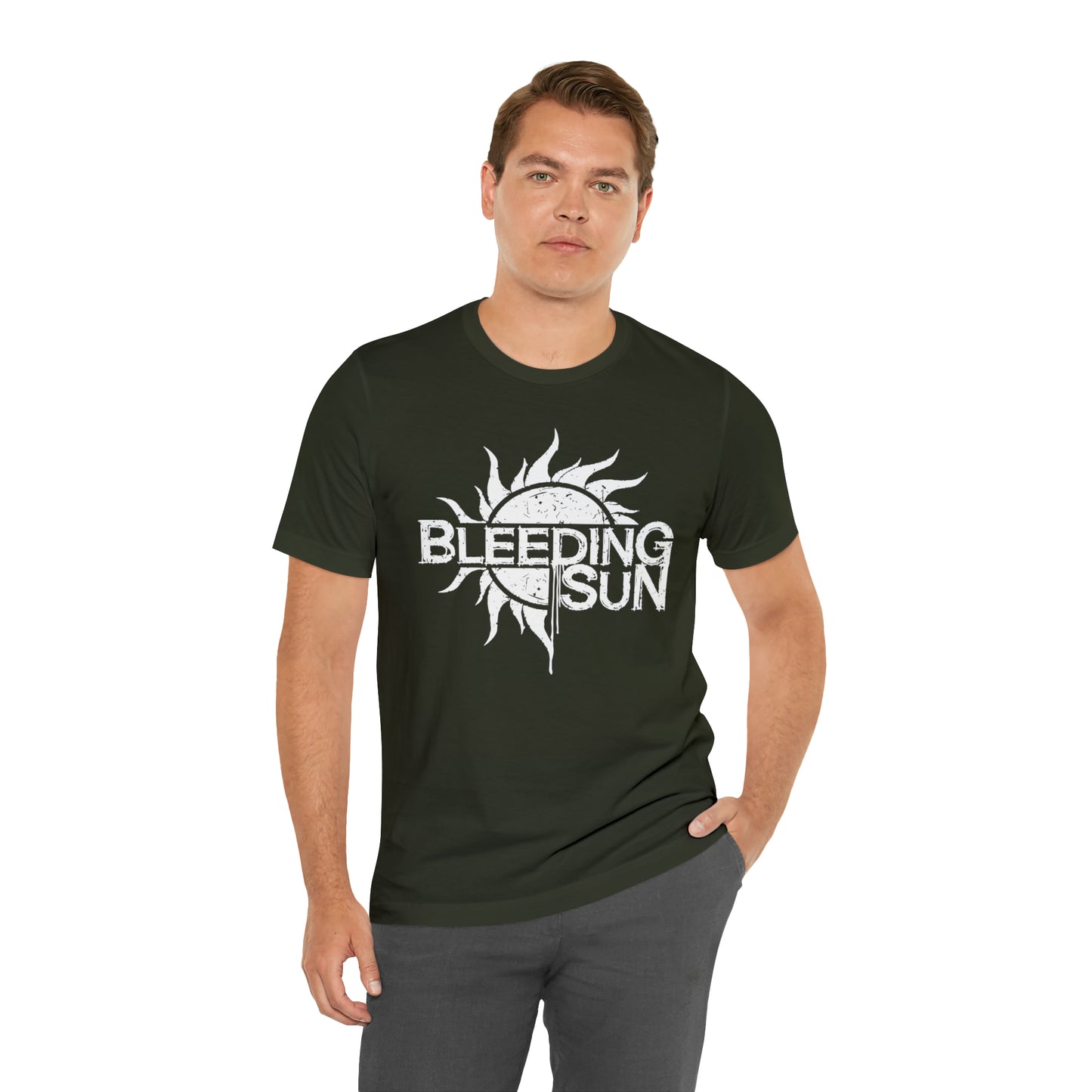 Bleeding Sun White Logo Unisex Jersey Short Sleeve Tee