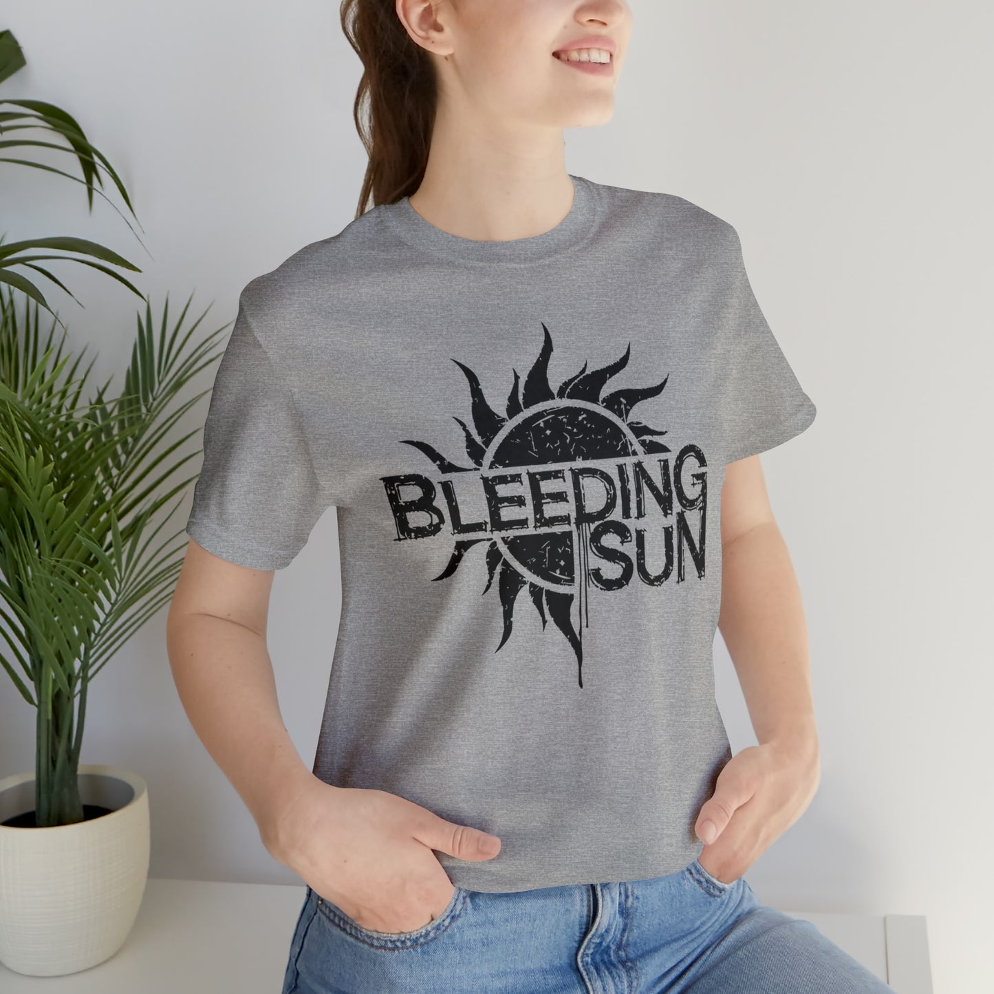 Bleeding Sun Black Lettering Unisex Jersey Short Sleeve Tee