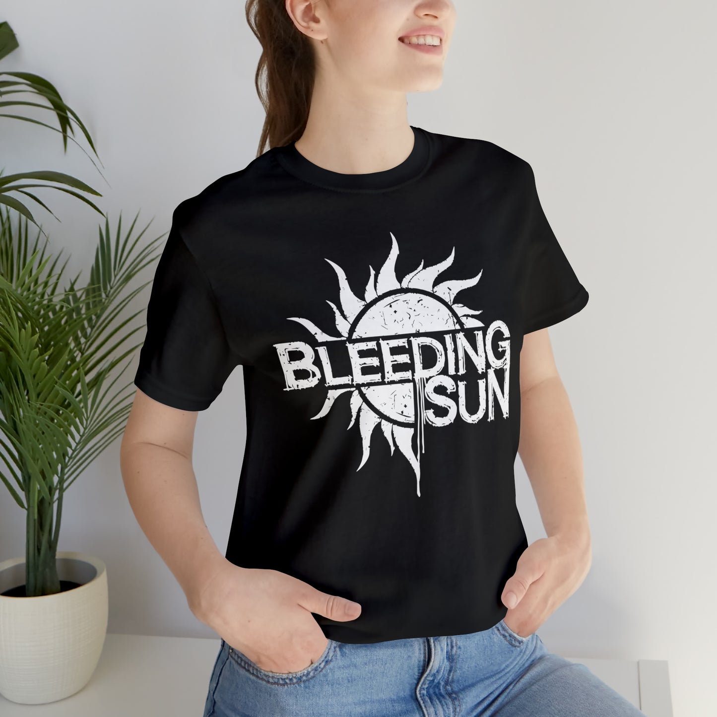 Bleeding Sun White Logo Unisex Jersey Short Sleeve Tee