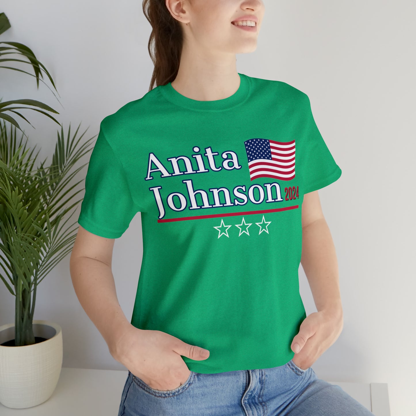 Anita Johnson Presidential Pun Unisex Jersey Short Sleeve Tee