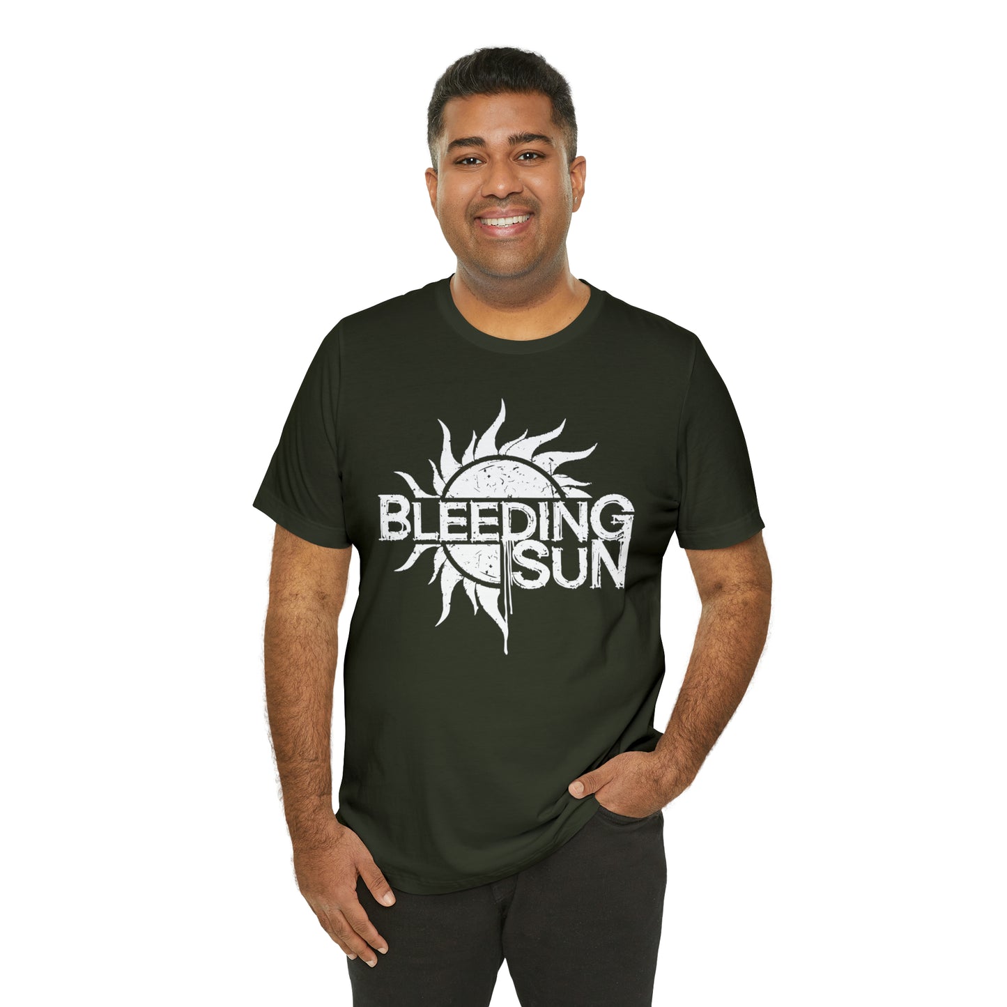 Bleeding Sun White Logo Unisex Jersey Short Sleeve Tee