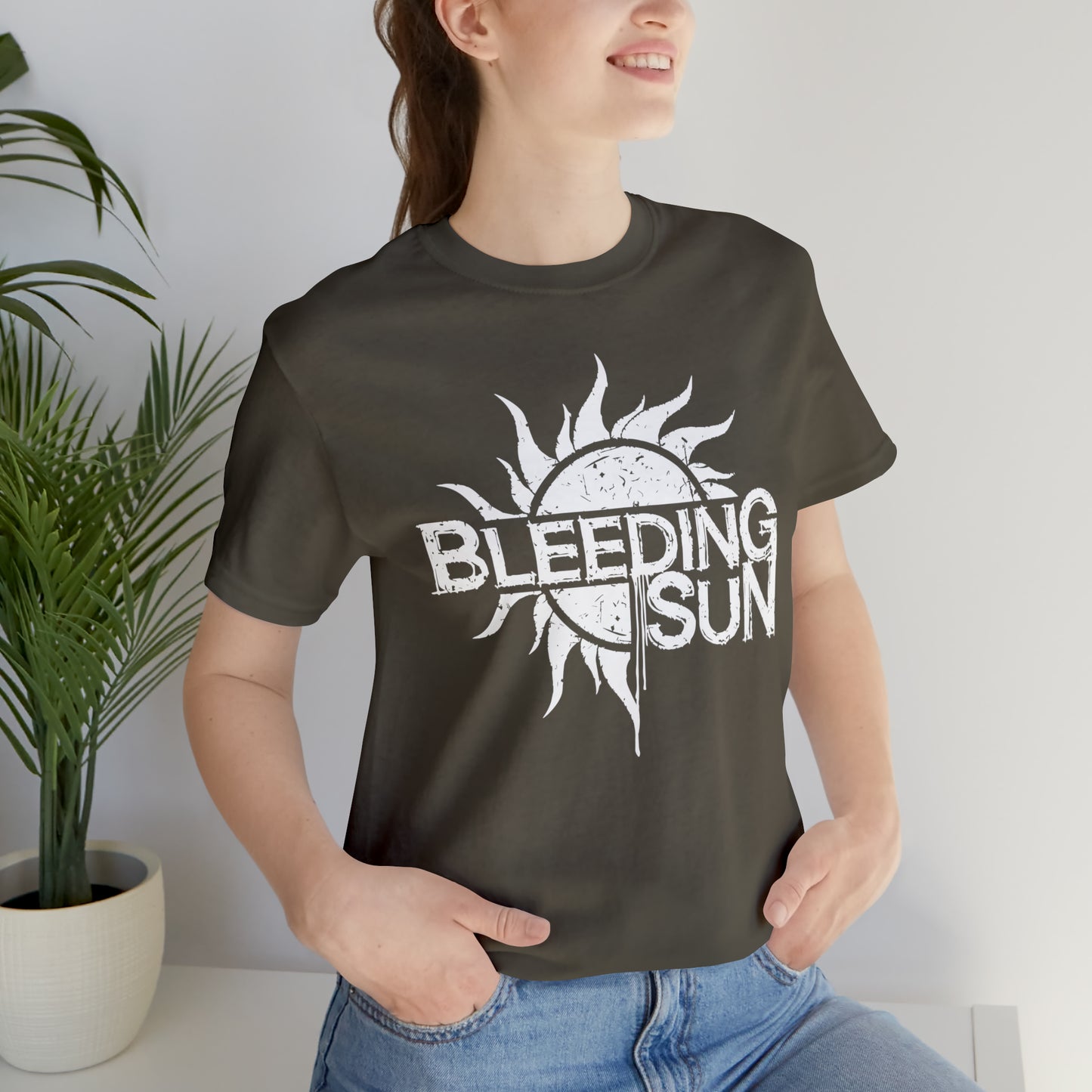 Bleeding Sun White Logo Unisex Jersey Short Sleeve Tee