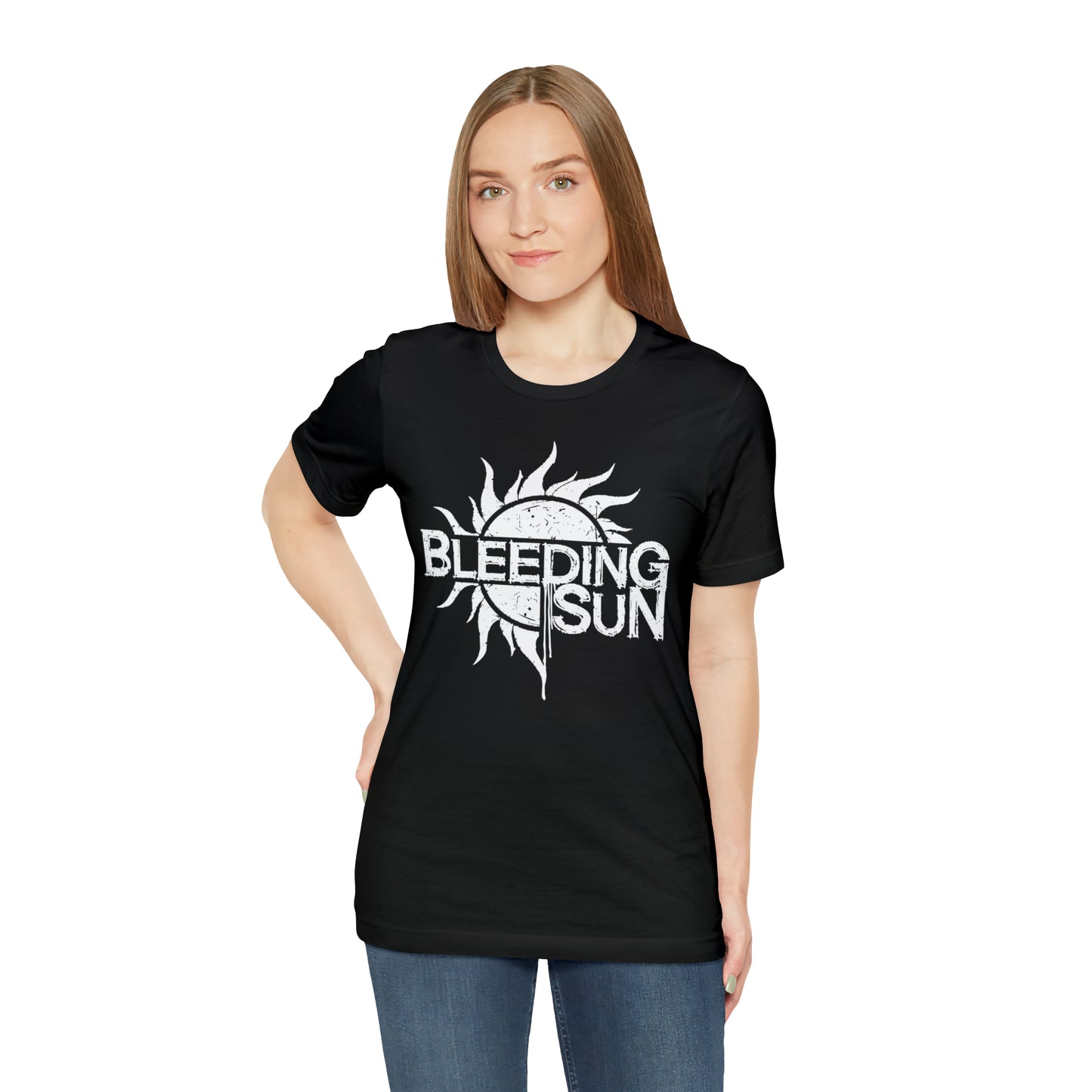 Bleeding Sun White Logo Unisex Jersey Short Sleeve Tee