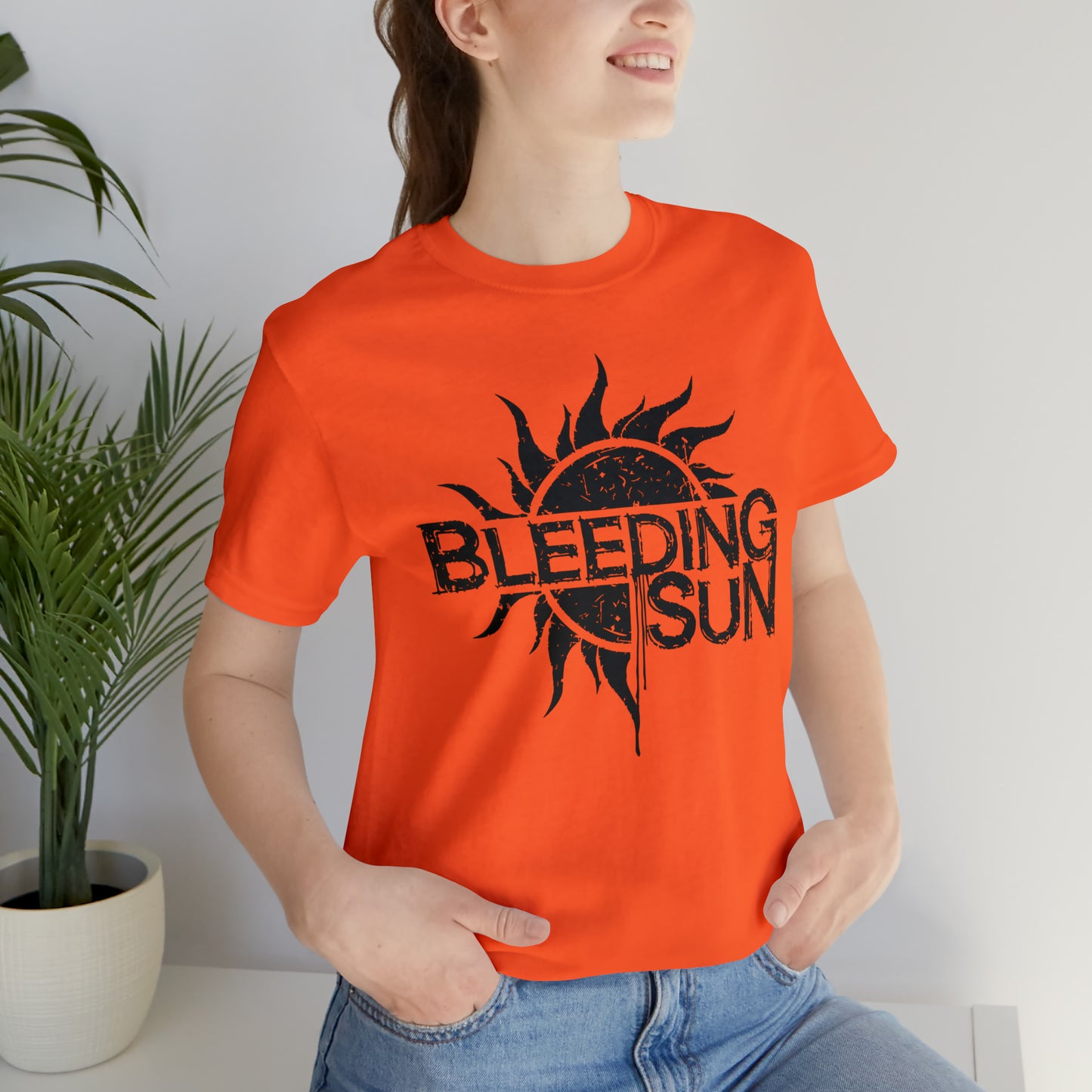 Bleeding Sun Black Lettering Unisex Jersey Short Sleeve Tee