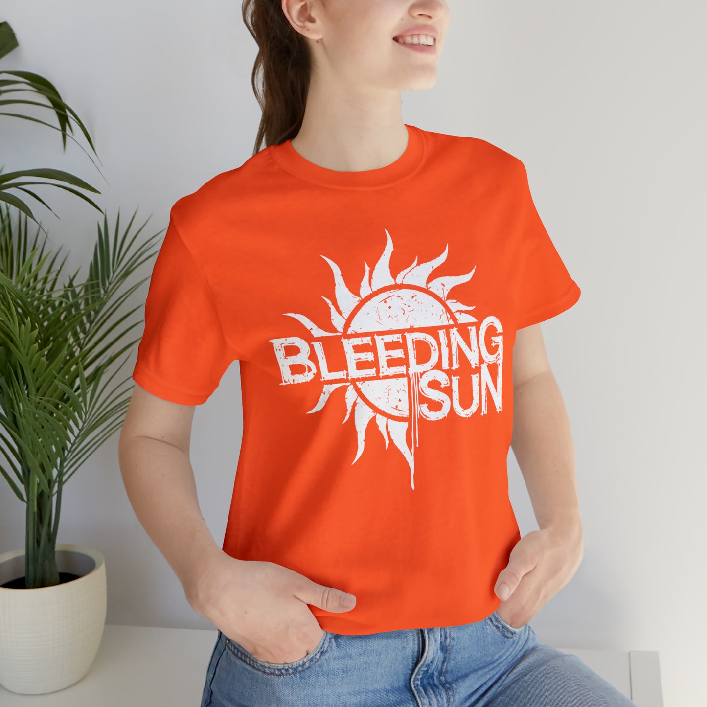 Bleeding Sun White Logo Unisex Jersey Short Sleeve Tee