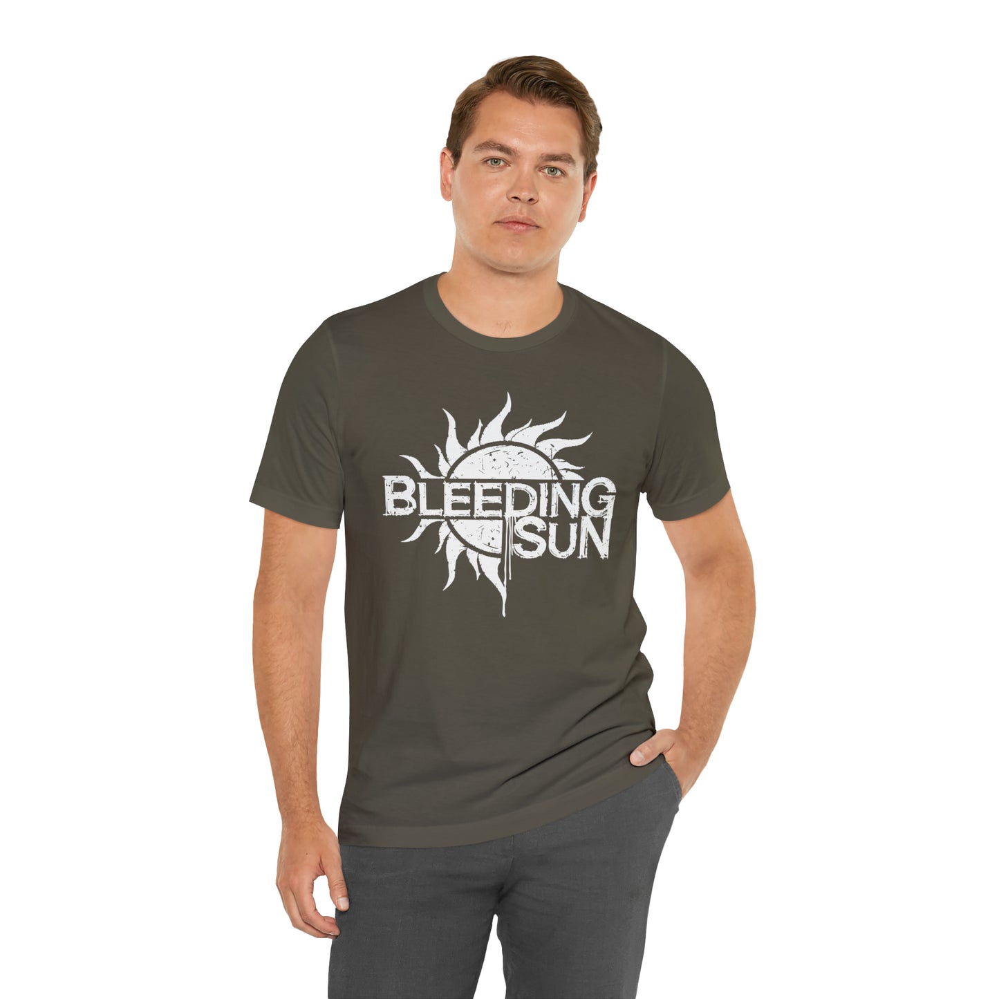 Bleeding Sun White Logo Unisex Jersey Short Sleeve Tee