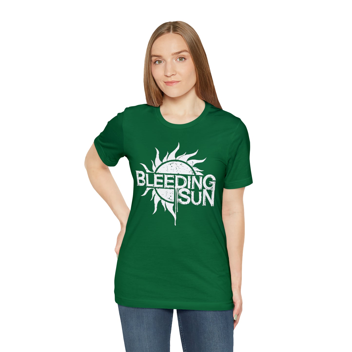 Bleeding Sun White Logo Unisex Jersey Short Sleeve Tee