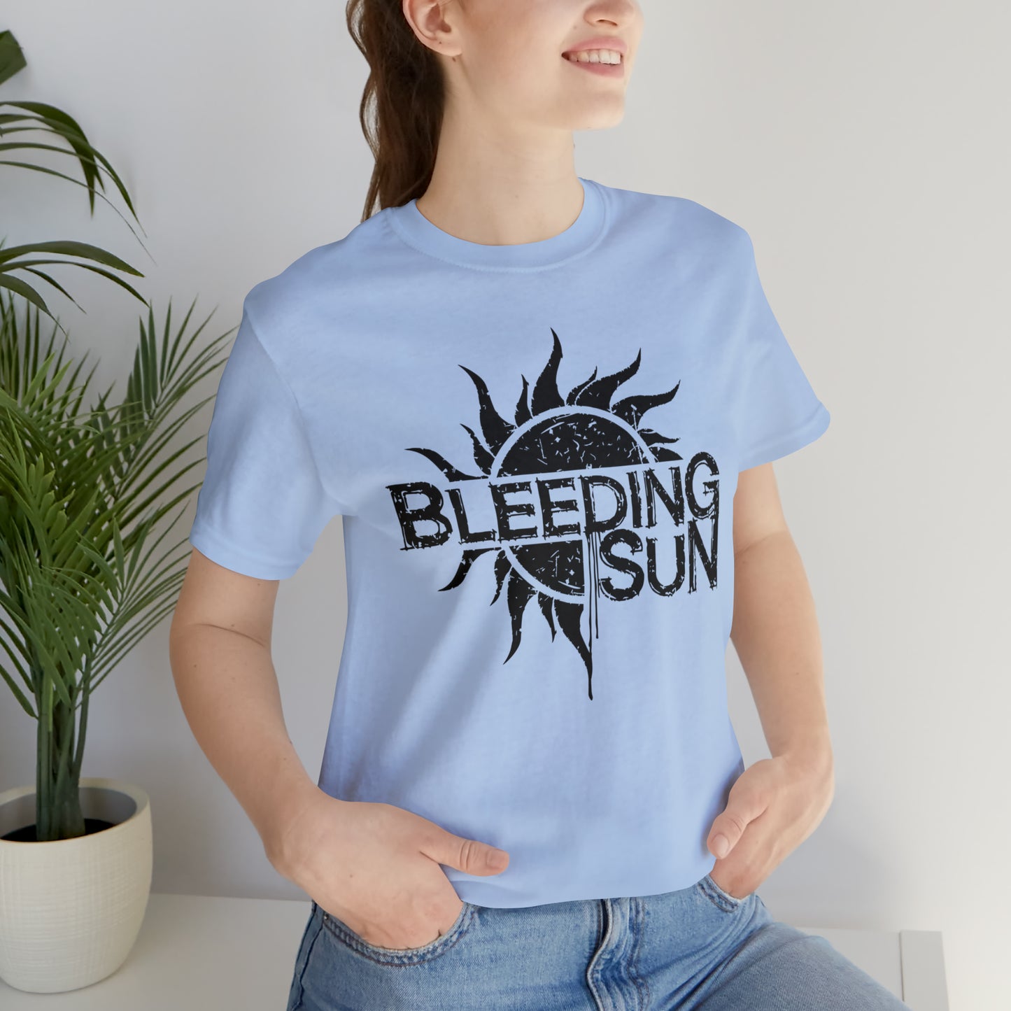 Bleeding Sun Black Lettering Unisex Jersey Short Sleeve Tee