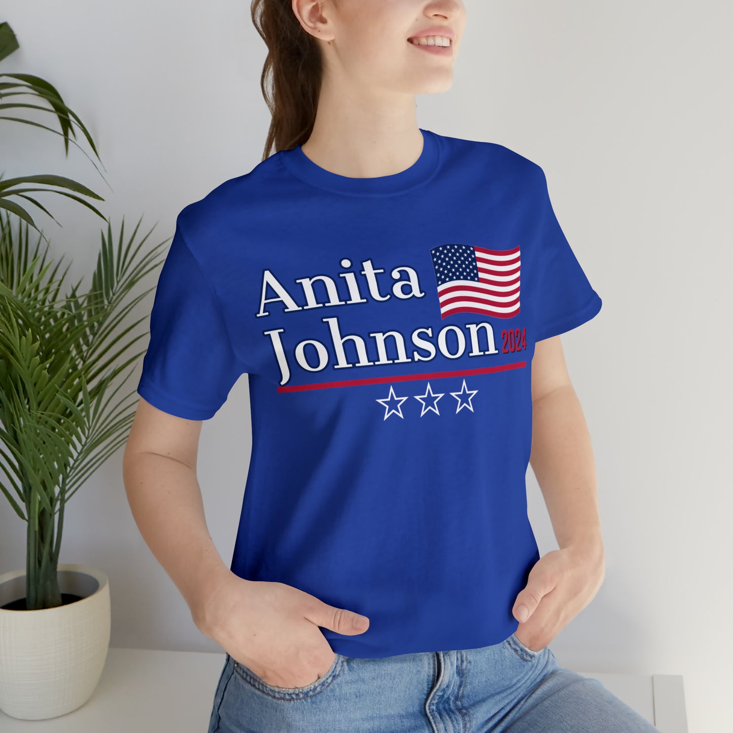 Anita Johnson Presidential Pun Unisex Jersey Short Sleeve Tee