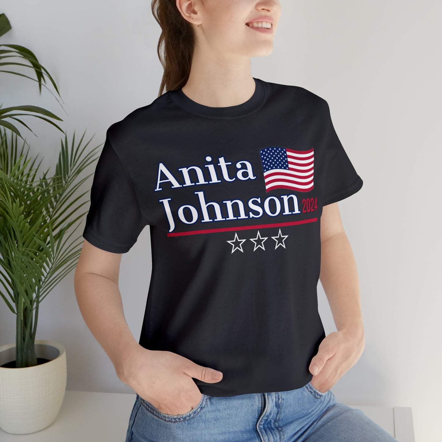 Anita Johnson Presidential Pun Unisex Jersey Short Sleeve Tee