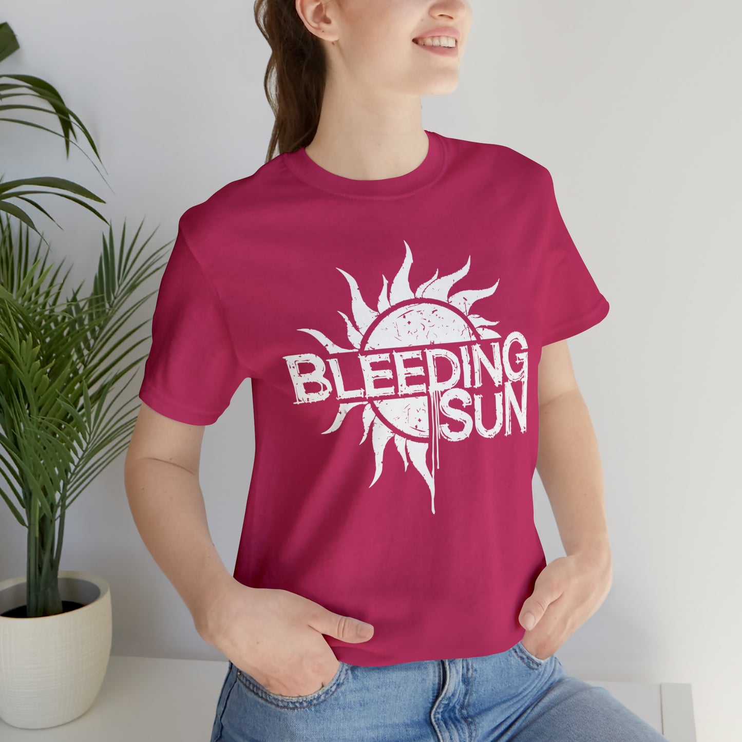 Bleeding Sun White Logo Unisex Jersey Short Sleeve Tee