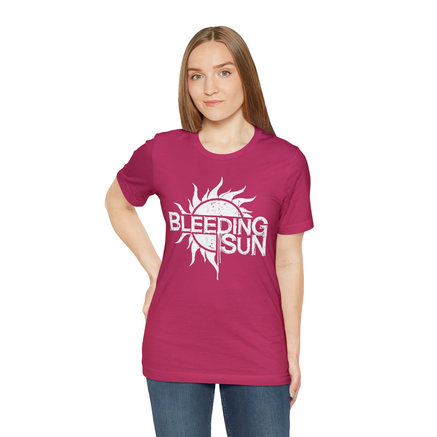 Bleeding Sun White Logo Unisex Jersey Short Sleeve Tee