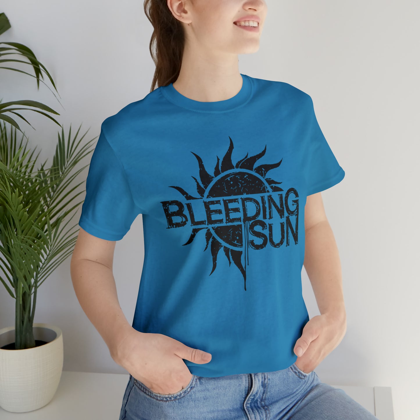 Bleeding Sun Black Lettering Unisex Jersey Short Sleeve Tee