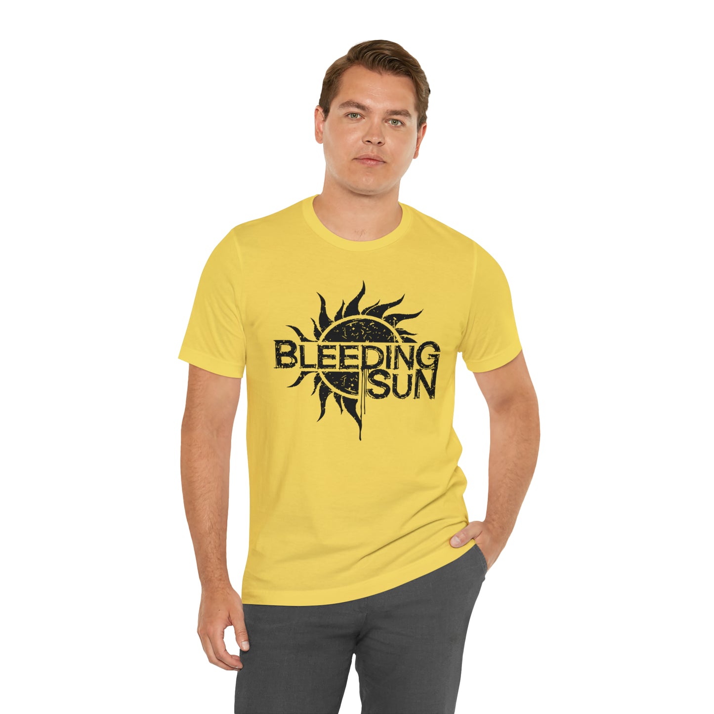 Bleeding Sun Black Lettering Unisex Jersey Short Sleeve Tee