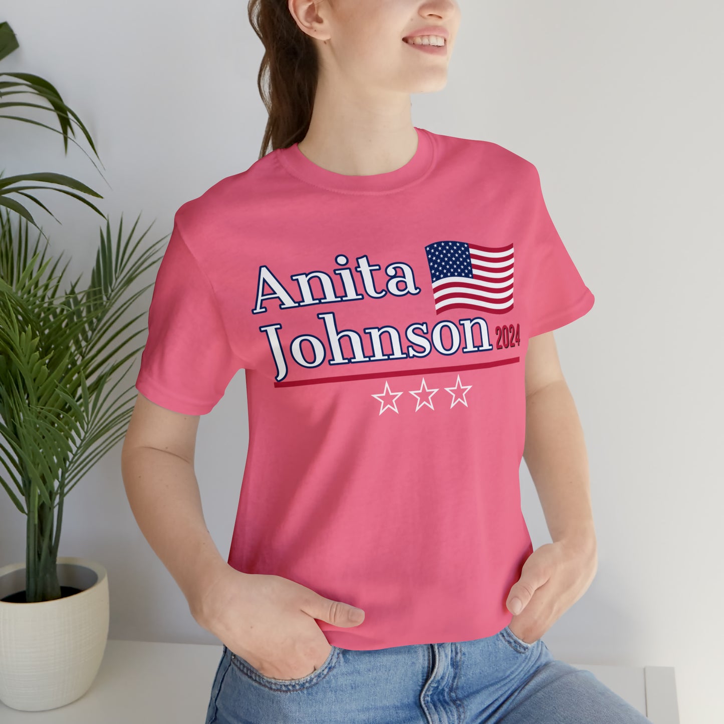 Anita Johnson Presidential Pun Unisex Jersey Short Sleeve Tee